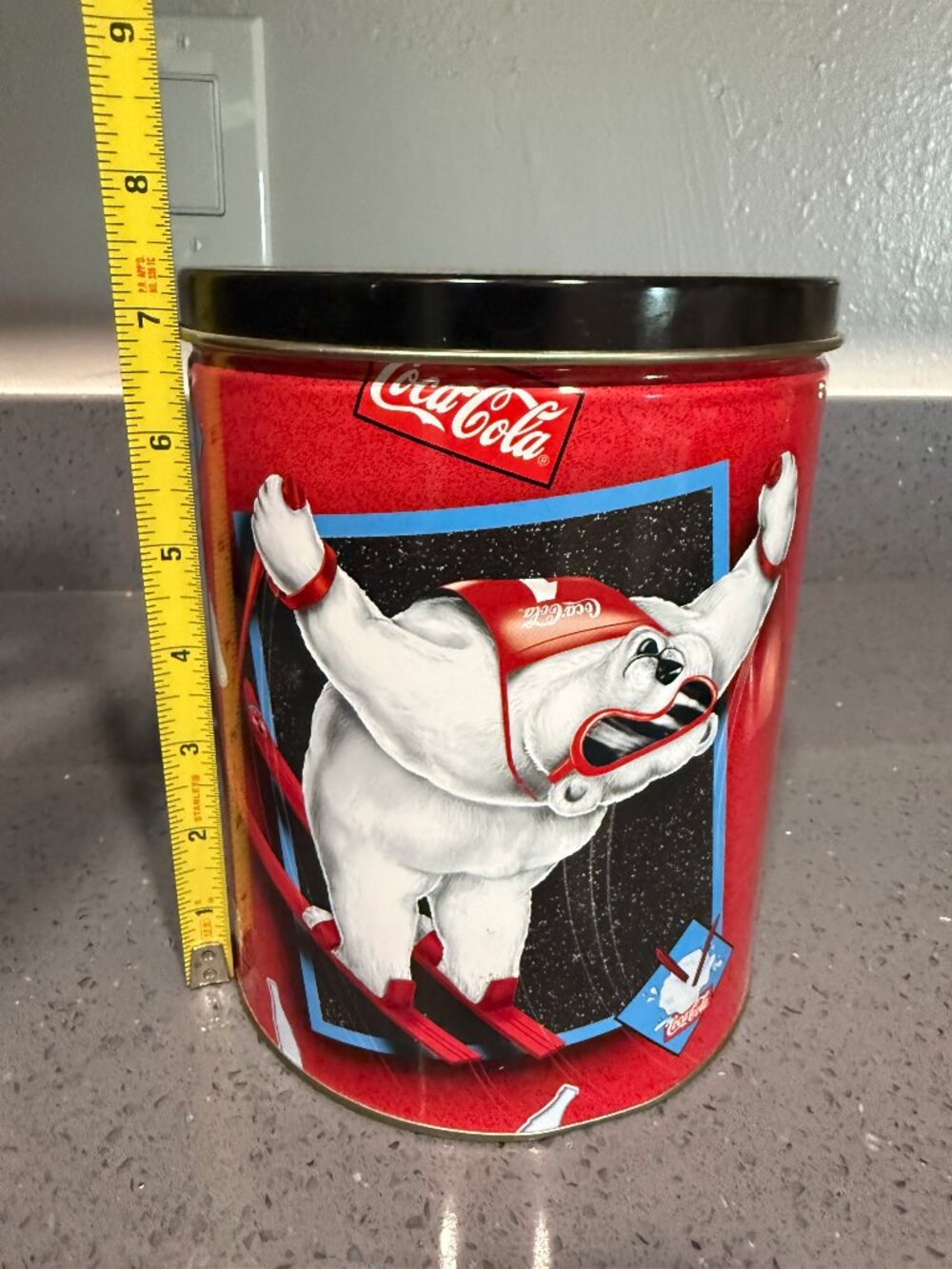 Coca-Cola 1997 Happy Holidays Vintage Coke Polar Bear Skiing Winter Tin Coke